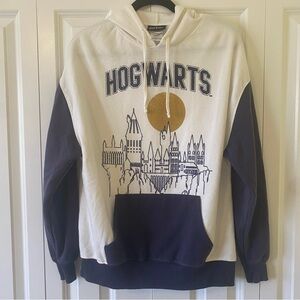 Harry Potter Hogwarts Hoodie White/Blue Adult Sweatshirt Size XS.